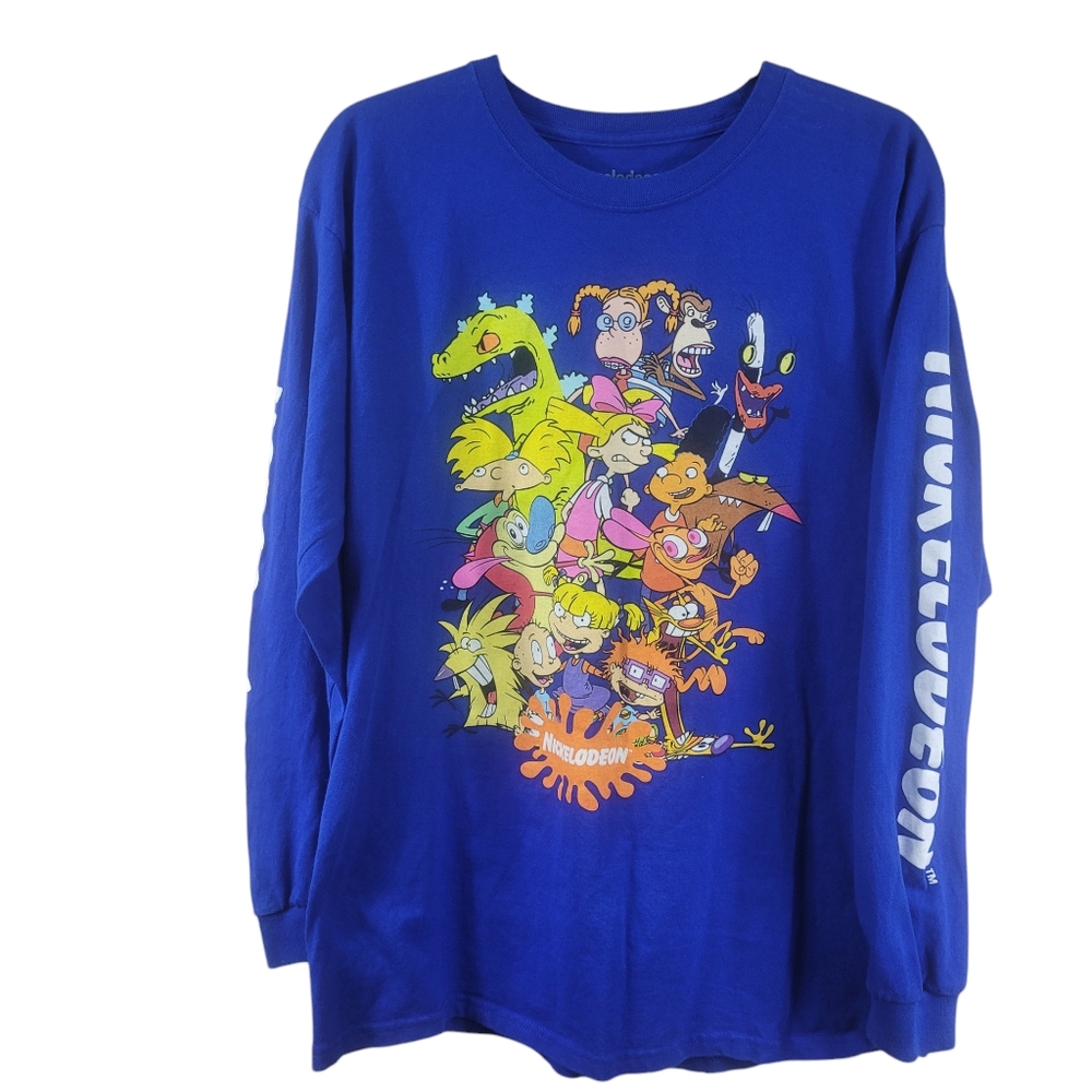 Nickelodeon T Shirt Large TV Shows Group Cast T Shirt Long Sleeve Unisex EUC